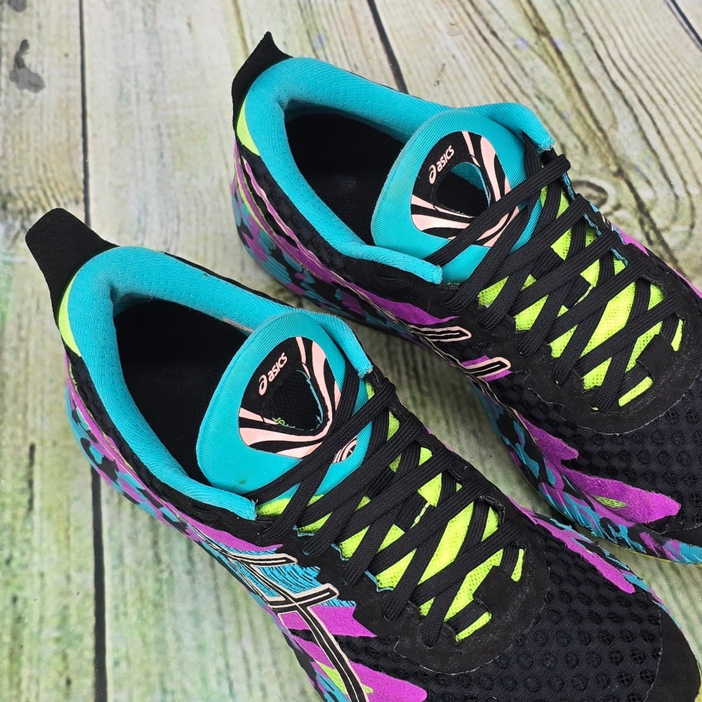 ASICS Gel-Noosa Tri 12 Running Shoes Womens 7.5 Black Pink Neon Multi 1012A578 - Picture 7 of 9